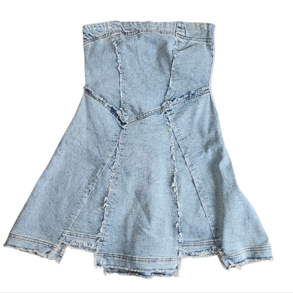 NWT. KROIX Strapless Denim Dress